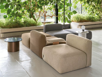 ONE HUNDRED - Square fabric pouf with integrated magazine rack by Quinti Sedute - view 3